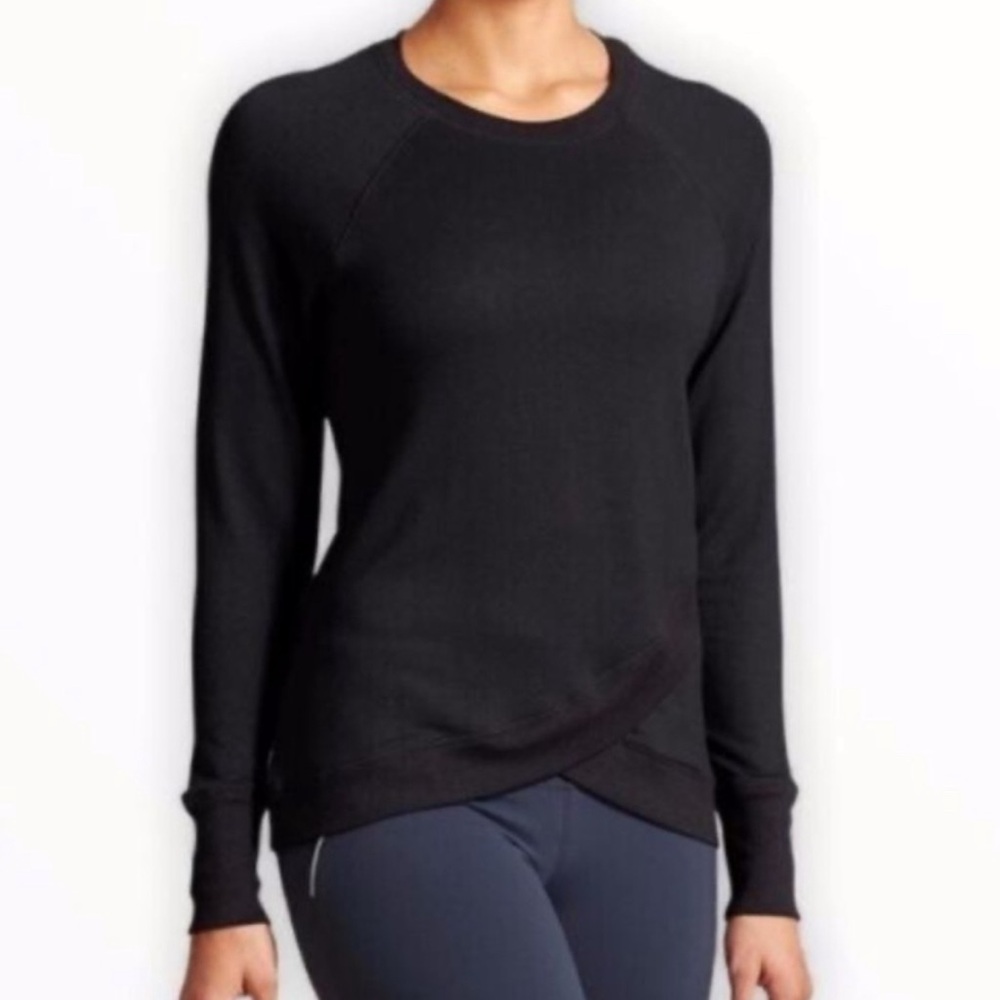 Athleta Criss Cross‎ My Heart Pullover Lightweight Sweatshirt Black Size Small